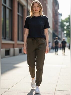 Women TNA Olive Green Drawstring Fleece Jogger Pants Sz 2 100% cotton Athleisure
